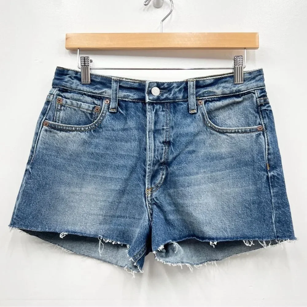Boyish Cody High Rise Cut Off Rigid Denim Shorts size 29 - Picture 2 of 5